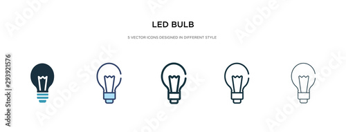 led bulb icon in different style vector illustration. two colored and black led bulb vector icons designed in filled, outline, line and stroke style can be used for web, mobile, ui