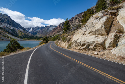 USA, California, Mono County. Lundy Lake Road is an ideal Eastside Sierra Nevada Mountains fall color trip to go see aspen trees turning.