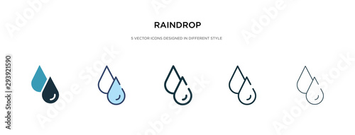 raindrop icon in different style vector illustration. two colored and black raindrop vector icons designed in filled, outline, line and stroke style can be used for web, mobile, ui