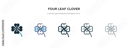 four leaf clover icon in different style vector illustration. two colored and black four leaf clover vector icons designed in filled, outline, line and stroke style can be used for web, mobile, ui
