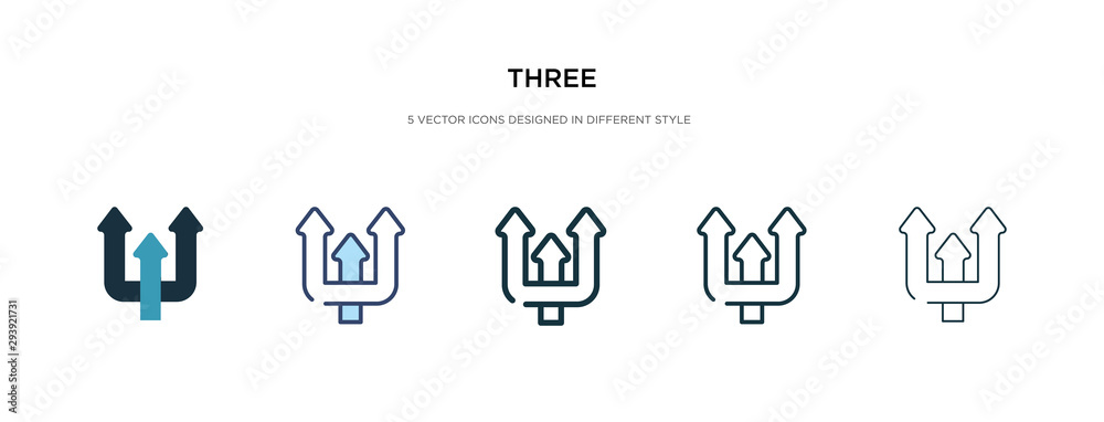 three icon in different style vector illustration. two colored and black three vector icons designed in filled, outline, line and stroke style can be used for web, mobile, ui