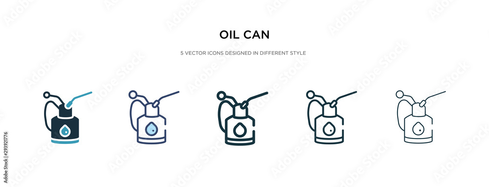 oil can icon in different style vector illustration. two colored and black oil can vector icons designed in filled, outline, line and stroke style can be used for web, mobile, ui oil can icon in different style vector illustration. two colored and black oil can vector icons designed in filled, outline, line and stroke style can be used for web, mobile, ui
