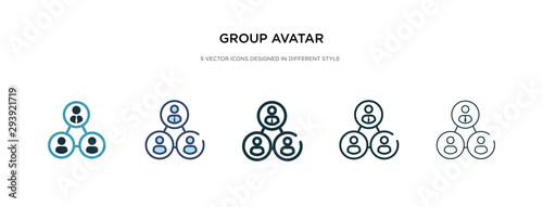 group avatar icon in different style vector illustration. two colored and black group avatar vector icons designed in filled, outline, line and stroke style can be used for web, mobile, ui