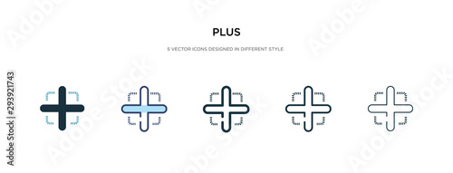 plus icon in different style vector illustration. two colored and black plus vector icons designed in filled, outline, line and stroke style can be used for web, mobile, ui