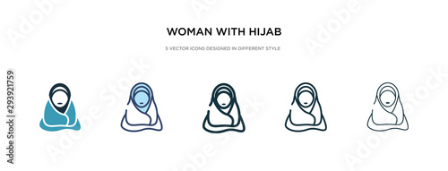 woman with hijab icon in different style vector illustration. two colored and black woman with hijab vector icons designed in filled, outline, line and stroke style can be used for web, mobile, ui