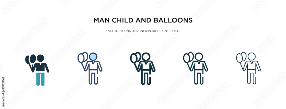 man child and balloons icon in different style vector illustration. two colored and black man child and balloons vector icons designed in filled, outline, line stroke style can be used for web, man child and balloons icon in different style vector illustration. two colored and black man child and balloons vector icons designed in filled, outline, line stroke style can be used for web,
