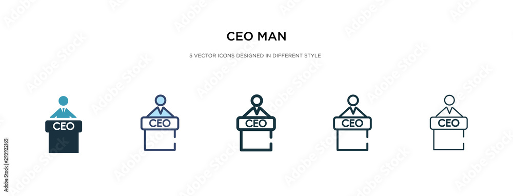 ceo man icon in different style vector illustration. two colored and black ceo man vector icons designed in filled, outline, line and stroke style can be used for web, mobile, ui - obrazy, fototapety, plakaty 