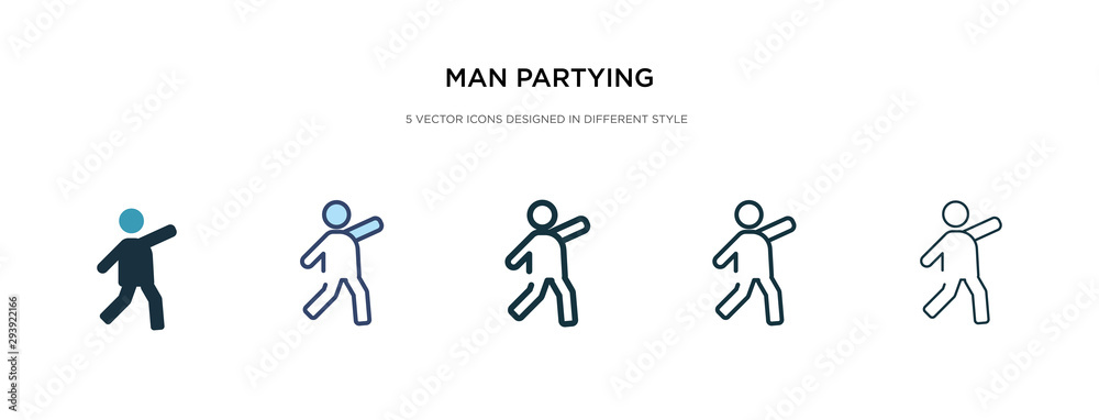 man partying icon in different style vector illustration. two colored and black man partying vector icons designed in filled, outline, line and stroke style can be used for web, mobile, ui