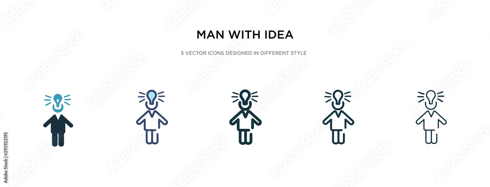 man with idea icon in different style vector illustration. two colored and black man with idea vector icons designed in filled, outline, line and stroke style can be used for web, mobile, ui