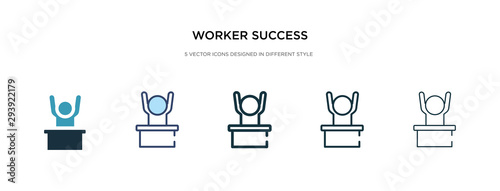 worker success icon in different style vector illustration. two colored and black worker success vector icons designed in filled, outline, line and stroke style can be used for web, mobile, ui