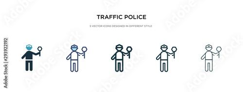 traffic police icon in different style vector illustration. two colored and black traffic police vector icons designed in filled, outline, line and stroke style can be used for web, mobile, ui