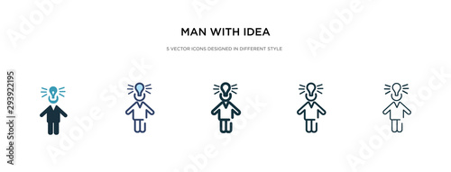 man with idea icon in different style vector illustration. two colored and black man with idea vector icons designed in filled, outline, line and stroke style can be used for web, mobile, ui