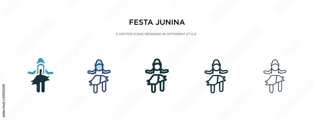 festa junina icon in different style vector illustration. two colored and black festa junina vector icons designed in filled, outline, line and stroke style can be used for web, mobile, ui