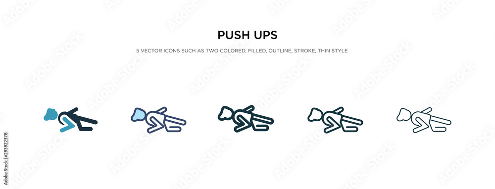 push ups icon in different style vector illustration. two colored and black push ups vector icons designed in filled, outline, line and stroke style can be used for web, mobile, ui