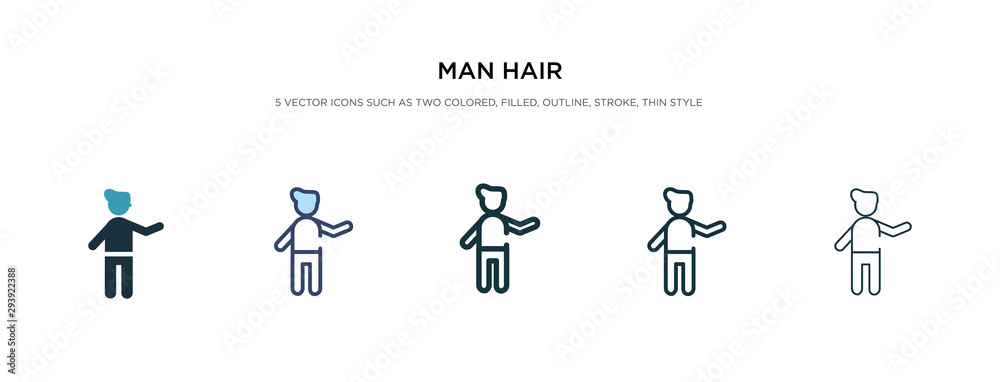 man hair icon in different style vector illustration. two colored and black man hair vector icons designed in filled, outline, line and stroke style can be used for web, mobile, ui man hair icon in different style vector illustration. two colored and black man hair vector icons designed in filled, outline, line and stroke style can be used for web, mobile, ui