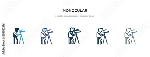 monocular icon in different style vector illustration. two colored and black monocular vector icons designed in filled, outline, line and stroke style can be used for web, mobile, ui