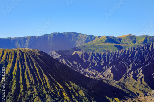 Nature landscape of surface wave of volcanic soil texture background at slope of Bromo mountain at Bromo Tengger Semeru National Park, East Java, Indonesia