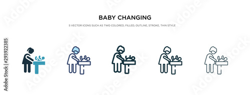 baby changing icon in different style vector illustration. two colored and black baby changing vector icons designed in filled, outline, line and stroke style can be used for web, mobile, ui
