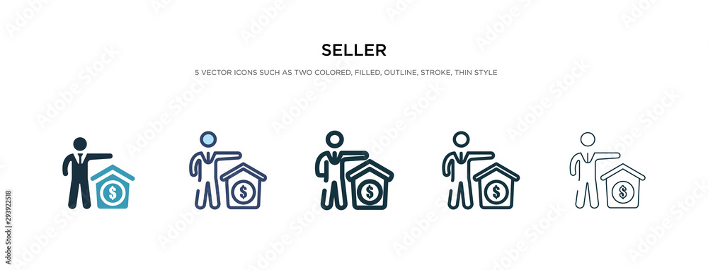seller icon in different style vector illustration. two colored and black seller vector icons designed in filled, outline, line and stroke style can be used for web, mobile, ui