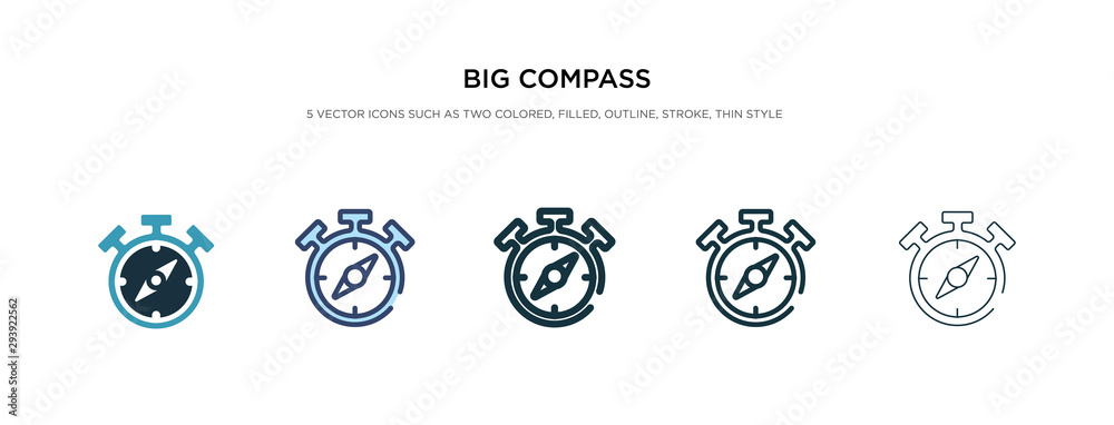 big compass icon in different style vector illustration. two colored and black big compass vector icons designed in filled, outline, line and stroke style can be used for web, mobile, ui big compass icon in different style vector illustration. two colored and black big compass vector icons designed in filled, outline, line and stroke style can be used for web, mobile, ui