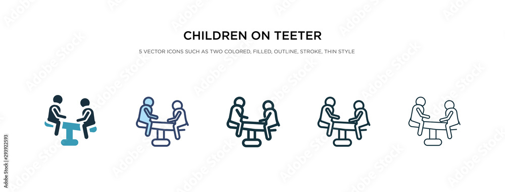 children on teeter totter icon in different style vector illustration. two colored and black children on teeter totter vector icons designed in filled, outline, line and stroke style can be used for