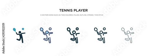 tennis player icon in different style vector illustration. two colored and black tennis player vector icons designed in filled, outline, line and stroke style can be used for web, mobile, ui