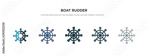 boat rudder icon in different style vector illustration. two colored and black boat rudder vector icons designed in filled, outline, line and stroke style can be used for web, mobile, ui