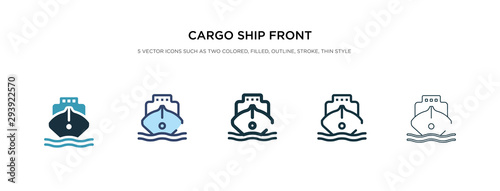 cargo ship front view icon in different style vector illustration. two colored and black cargo ship front view vector icons designed in filled, outline, line and stroke style can be used for web,