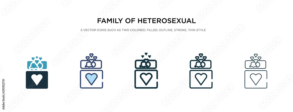 family of heterosexual couple icon in different style vector illustration. two colored and black family of heterosexual couple vector icons designed in filled, outline, line and stroke style can be