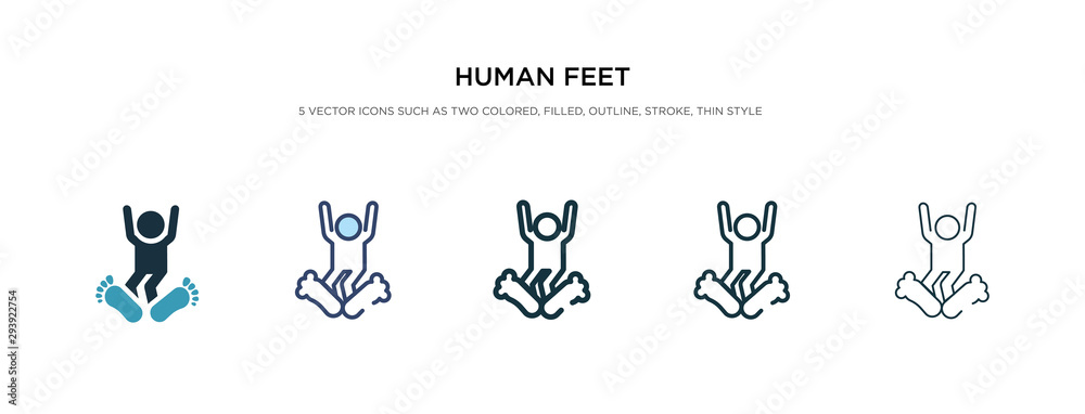 human feet icon in different style vector illustration. two colored and black human feet vector icons designed in filled, outline, line and stroke style can be used for web, mobile, ui