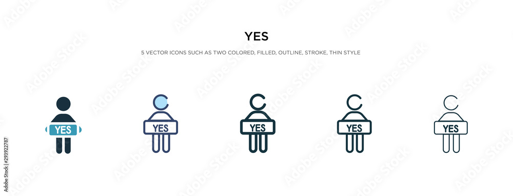 yes icon in different style vector illustration. two colored and black yes vector icons designed in filled, outline, line and stroke style can be used for web, mobile, ui yes icon in different style vector illustration. two colored and black yes vector icons designed in filled, outline, line and stroke style can be used for web, mobile, ui