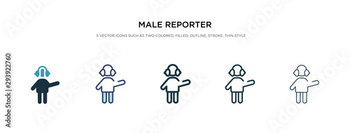 male reporter icon in different style vector illustration. two colored and black male reporter vector icons designed in filled, outline, line and stroke style can be used for web, mobile, ui