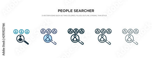 people searcher icon in different style vector illustration. two colored and black people searcher vector icons designed in filled, outline, line and stroke style can be used for web, mobile, ui