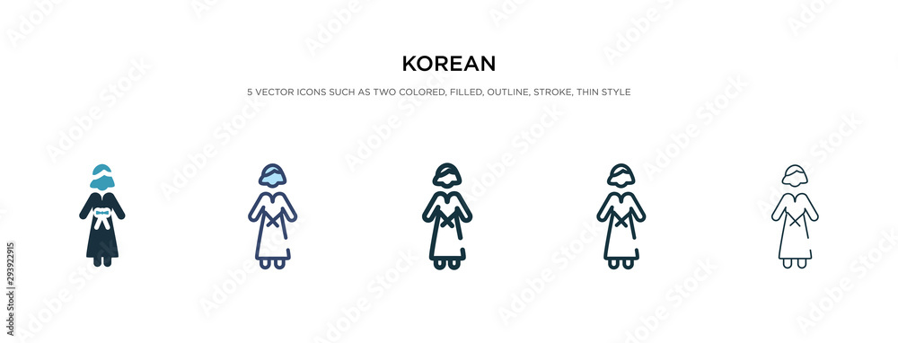 korean icon in different style vector illustration. two colored and black korean vector icons designed in filled, outline, line and stroke style can be used for web, mobile, ui