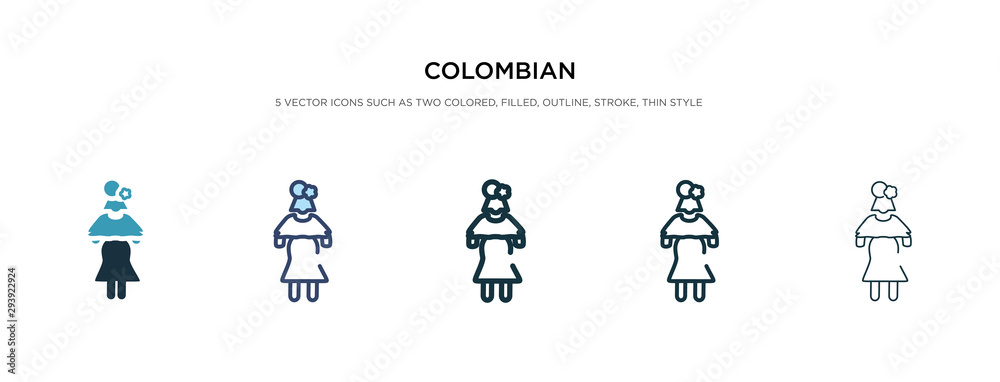 colombian icon in different style vector illustration. two colored and black colombian vector icons designed in filled, outline, line and stroke style can be used for web, mobile, ui