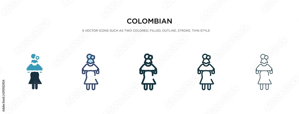 colombian icon in different style vector illustration. two colored and black colombian vector icons designed in filled, outline, line and stroke style can be used for web, mobile, ui colombian icon in different style vector illustration. two colored and black colombian vector icons designed in filled, outline, line and stroke style can be used for web, mobile, ui