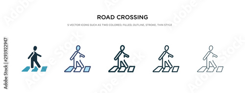 road crossing icon in different style vector illustration. two colored and black road crossing vector icons designed in filled, outline, line and stroke style can be used for web, mobile, ui