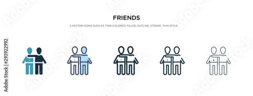 friends icon in different style vector illustration. two colored and black friends vector icons designed in filled, outline, line and stroke style can be used for web, mobile, ui