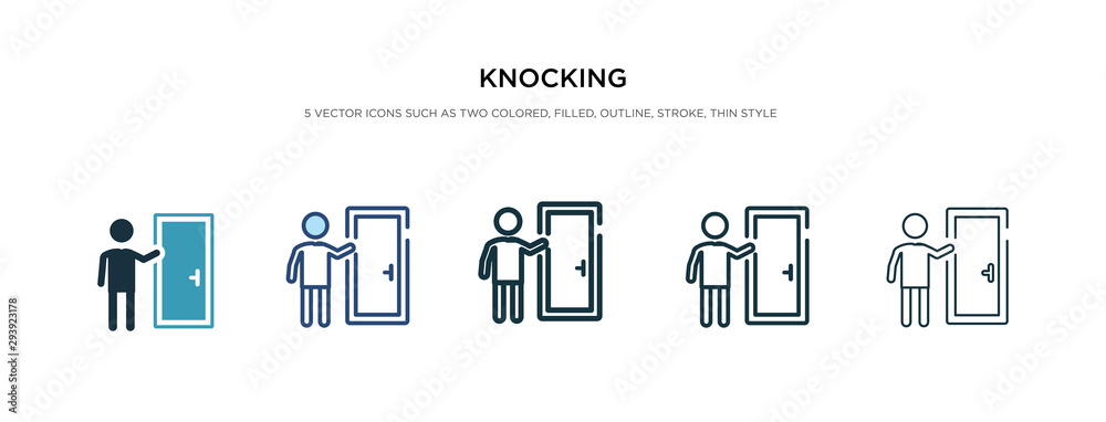 knocking icon in different style vector illustration. two colored and ...