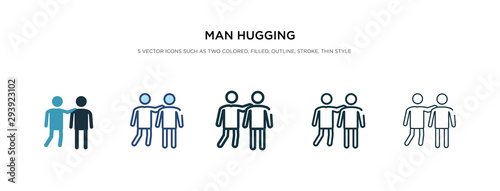 man hugging icon in different style vector illustration. two colored and black man hugging vector icons designed in filled, outline, line and stroke style can be used for web, mobile, ui