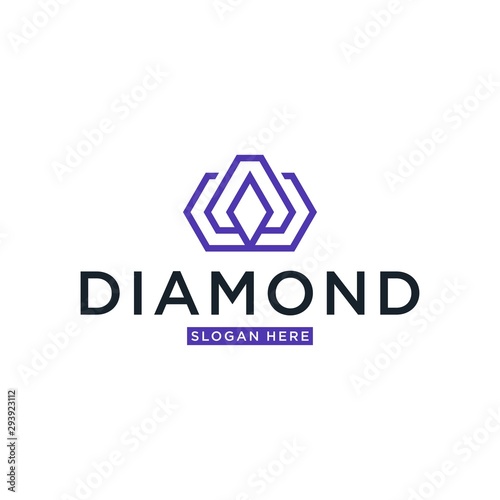 Letter Diamond Logo Design, Jewelry Line Design Logo, Diamond Line Icon
