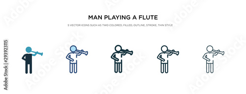 man playing a flute icon in different style vector illustration. two colored and black man playing a flute vector icons designed in filled, outline, line and stroke style can be used for web,