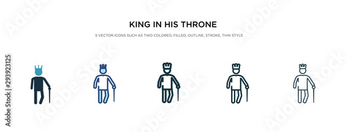 Quadro su tela king in his throne icon in different style vector illustration