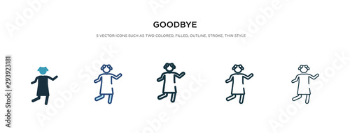 goodbye icon in different style vector illustration. two colored and black goodbye vector icons designed in filled, outline, line and stroke style can be used for web, mobile, ui