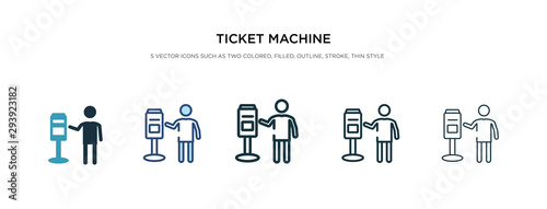 ticket machine icon in different style vector illustration. two colored and black ticket machine vector icons designed in filled, outline, line and stroke style can be used for web, mobile, ui