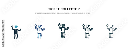 ticket collector icon in different style vector illustration. two colored and black ticket collector vector icons designed in filled, outline, line and stroke style can be used for web, mobile, ui