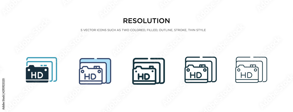 resolution icon in different style vector illustration. two colored and black resolution vector icons designed in filled, outline, line and stroke style can be used for web, mobile, ui resolution icon in different style vector illustration. two colored and black resolution vector icons designed in filled, outline, line and stroke style can be used for web, mobile, ui