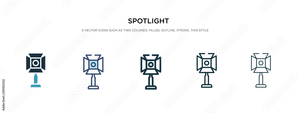 spotlight icon in different style vector illustration. two colored and black spotlight vector icons designed in filled, outline, line and stroke style can be used for web, mobile, ui spotlight icon in different style vector illustration. two colored and black spotlight vector icons designed in filled, outline, line and stroke style can be used for web, mobile, ui