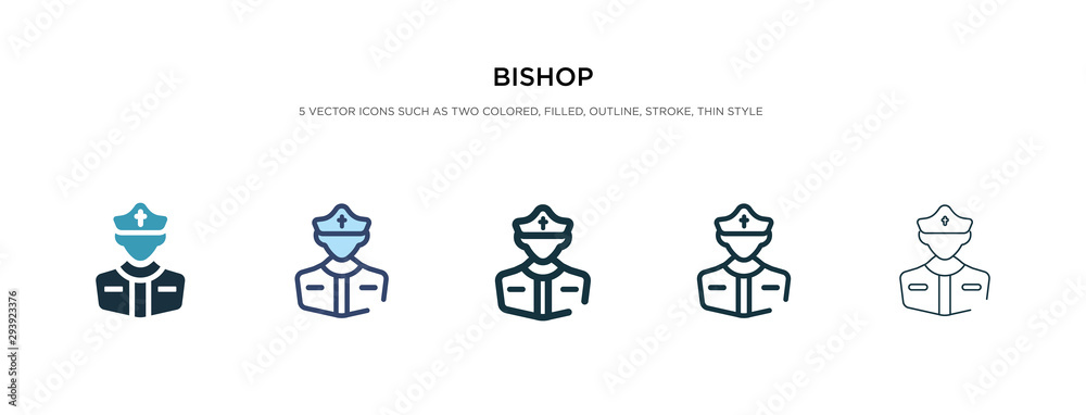 bishop icon in different style vector illustration. two colored and black bishop vector icons designed in filled, outline, line and stroke style can be used for web, mobile, ui