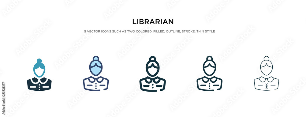 librarian icon in different style vector illustration. two colored and black librarian vector icons designed in filled, outline, line and stroke style can be used for web, mobile, ui librarian icon in different style vector illustration. two colored and black librarian vector icons designed in filled, outline, line and stroke style can be used for web, mobile, ui